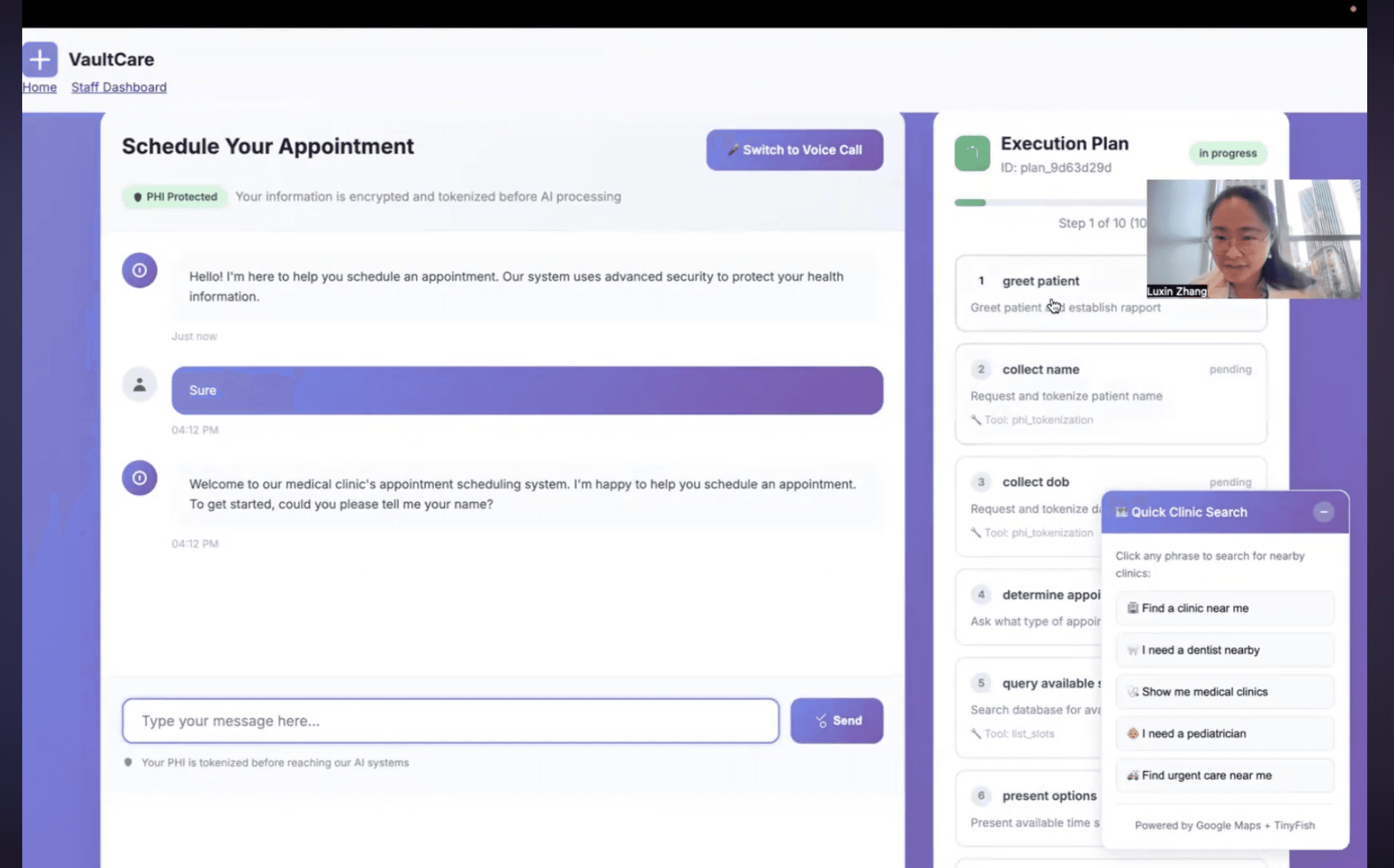 VaultCare - Secure, Autonomous Voice-Based Medical Appointment Scheduler