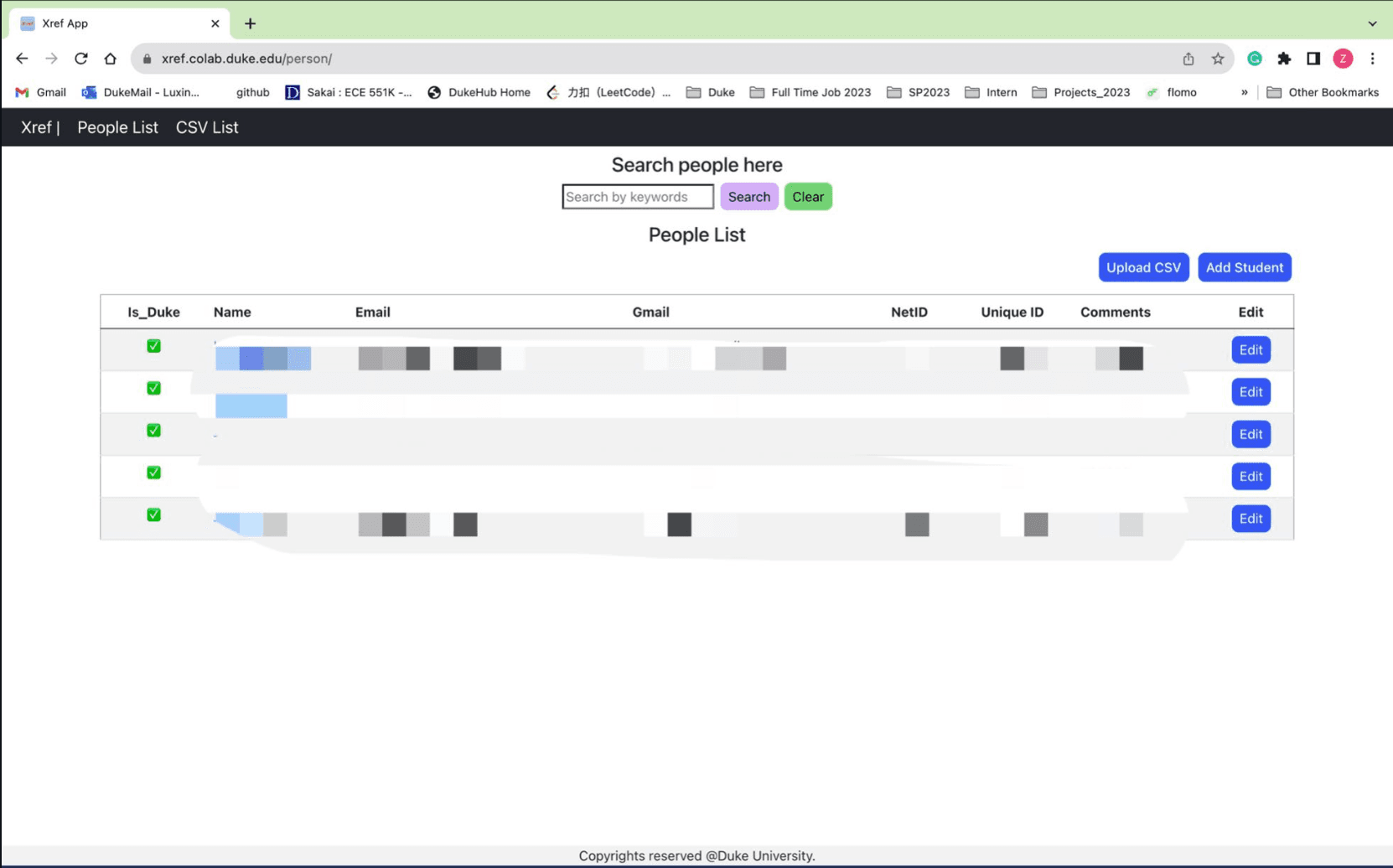 Xref - Cross Reference tool for Professor to find students